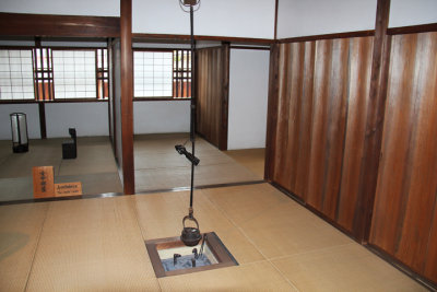 A hearth for the preparation of tea - a maid's room is on the left in the back - at theTakayama Jinya in Old Town, Takayama 