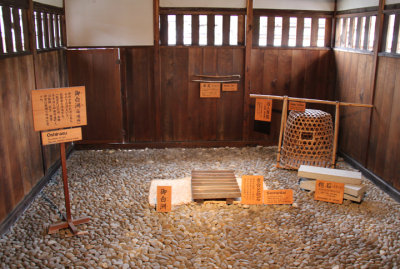 Interrogation room for prisoners who were sometimes tortured severely with objects like those seen here  - at the Takayama Jinya