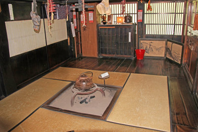 Cooking area and hearth in the Gassho style house of the Nagase Family - Gassho-zukuri Village in Shirakawa-go