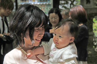 Mother and baby going to an Omiyamairi (newborn celebration) which we witnessed but were not allowed to photograph