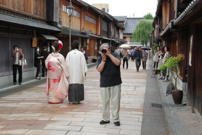 John was photographing Richard who was photographing him. Boys will be boys! In the Higashi Chaya (Geisha) District of Kanazawa