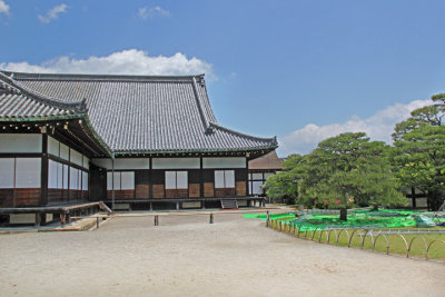 Side view of Ninomaru Palace in Nijo Castle in Kyoto. Palace is made of cypress.