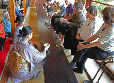 Judy and others at a tea ceremony at the Kodaiji Temple complex in Kyoto