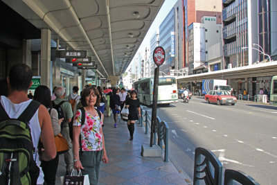 Judy shopping on Kawaramachi-dori in downtown Kyoto (early morning)