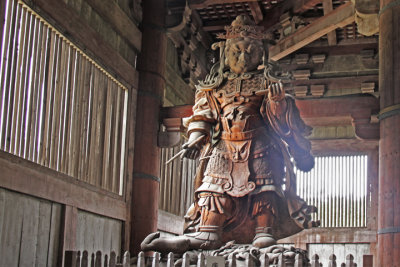 Statue of Komokuten (at least 30 feet tall) in the Main Hall of Todai-ji Temple in Nara Park in Nara