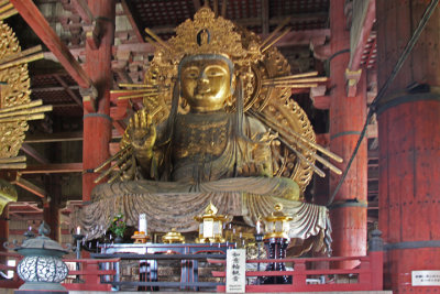 Statue of Nyoirin Kannon (at least 30 feet tall) in the Main Hall of Todai-ji Temple in Nara Park in Nara