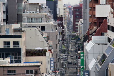 Street in downtown Osaka - seen while traveling from Kyoto to Kansai International Airport in Osaka for our flight home
