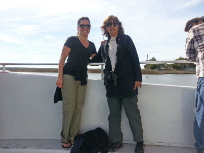 Aaren and Judy aboard the boat for Captain Mike's Dolphin Excursion - Tybee Island