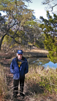 Richard on a trail to a sea water marsh - part of our private, guided tour of the marsh - Tybee Island