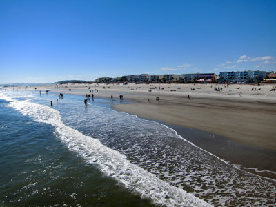 The beach as seen from the fishing pier - East Coast of Tybee Island