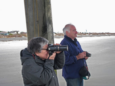 John and Elliott - two pros at work - under the fishing pier - East Coast of Tybee Island