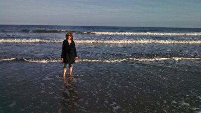 Judy testing the waters - East Coast of Tybee Island