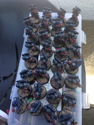6-19 Sisters army with bases drying.jpg