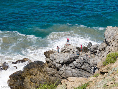 Fishing from the cliff below