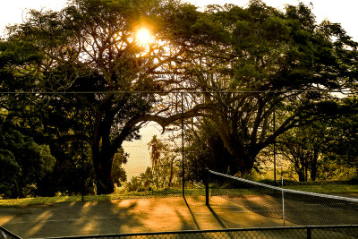 Sunset over the tennis court