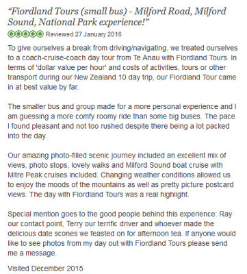 Fiordland Tours (small bus) - Milford Road Milford Sound National Park experience