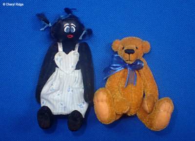 Sue Willis mini golly girl and teddy bear