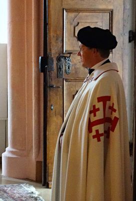 Robed Man in the Church Awaiting the Ceremony