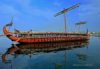 Trireme '' Olympia '' Length 37 m. - Draught 1.25 m. - Weight 70 t ... The trireme 'OLYMPIA' started construction in Greece in M