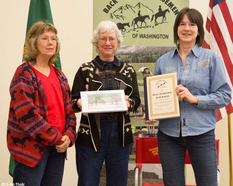 Backbone Award, Dick and LaVonne Bailey - Scatter Creek Riders Chapter (accepting by Joan Fleming and Laura Keepers)