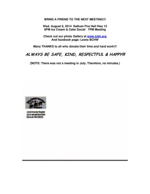 August 2014 Newsletter