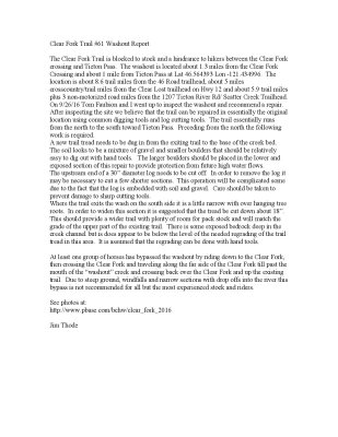 Clear Fork Tail Washout Report