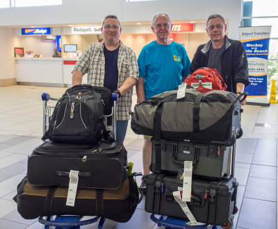 KE4KY and K3EL arriving in Mackay, W2LK as welcoming committee (3/22/2014)