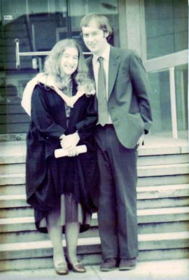 With a close friend Liz at her graduation in 1981
