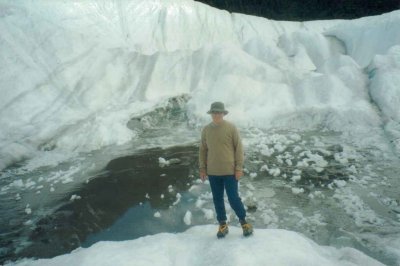 On an Alaskan Glacier wearing crampons in 2001