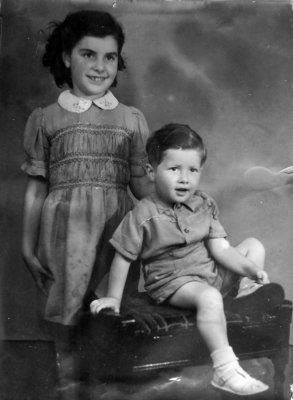 My sister and me 1952. Picture damaged but repaired online