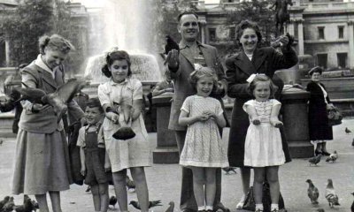 Feeding the pigeons in Trafalgar Square 1952