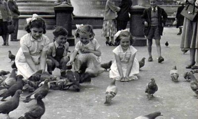 Feeding the pigeons was incredibly popular in the 50's. Banned now!
