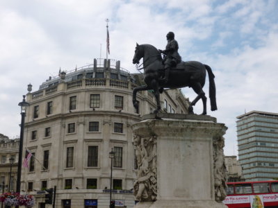 Equestrian statue of King Charles 1 built on site of Eleanor Cross. This is the official centre of London