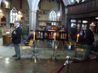 Underneath the black funeral pall is the coffen made by Michael Ibsen a descendent of Richard's sister