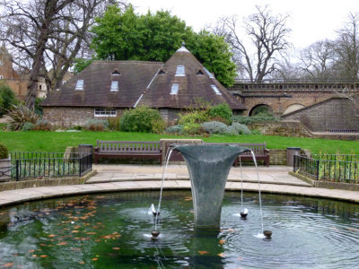 Water feature and former ice house (now gallery) Holland Park