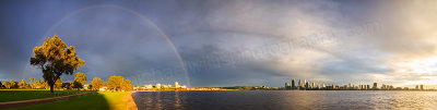 Sunrise Rainbow Over Perth and the Swan River, 30th June 2014