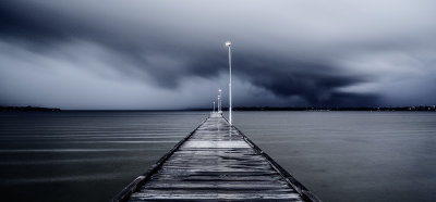 Storm Approaching Como Jetty at Sunrise, 2nd July 2014