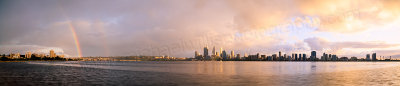 Rainbow over Perth and the Swan River at Sunrise, 28th July 2014