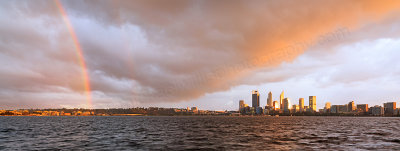 Rainbow over Perth and the Swan River at Sunrise, 8th August 2015