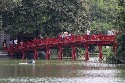 Huc Bridge at Hoan Kiem Lake in Hanoi -  Vietnam.