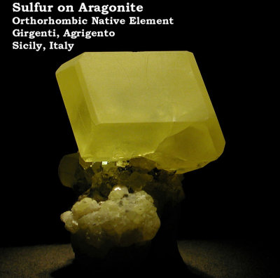 Sulfur on Aragonite - Italy