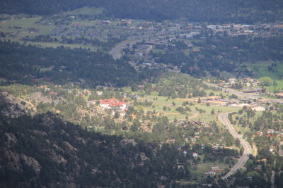 Stanly Hotel view from top of Deer Mountain