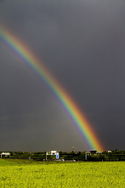 rainbow over the motorway