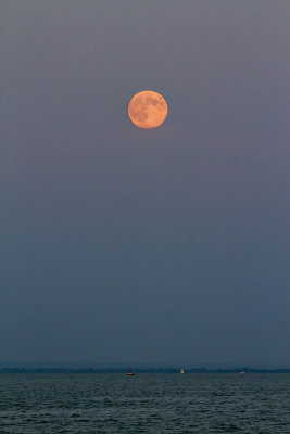 Supermoon over lake Balaton