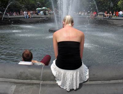 Reading at the Fountain