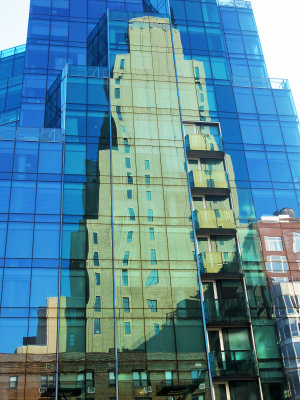 Walker Tower Reflection on Glass Skycraper