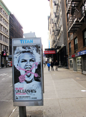 2014 Grammy Award Show Poster on a Telephone Booth