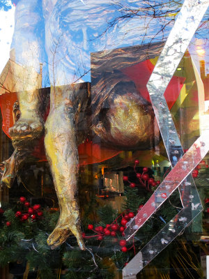 Drugstore Window with Reflectons - 'Father Time Arranging Seasons'