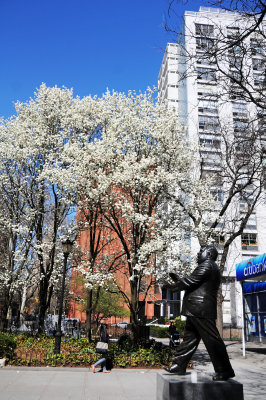 Mayor LaGuardia Statue & Flowering Pear Trees