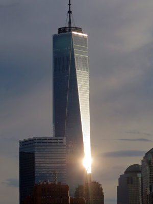 Setting Sun Reflection on the World Trade Center Tower